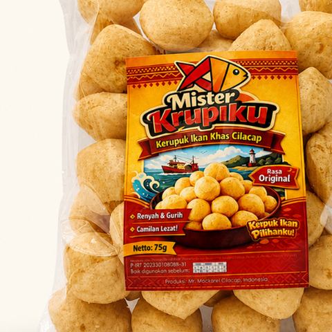 Kerupuk ikan Mister Krupiku rasa Original 75 gram